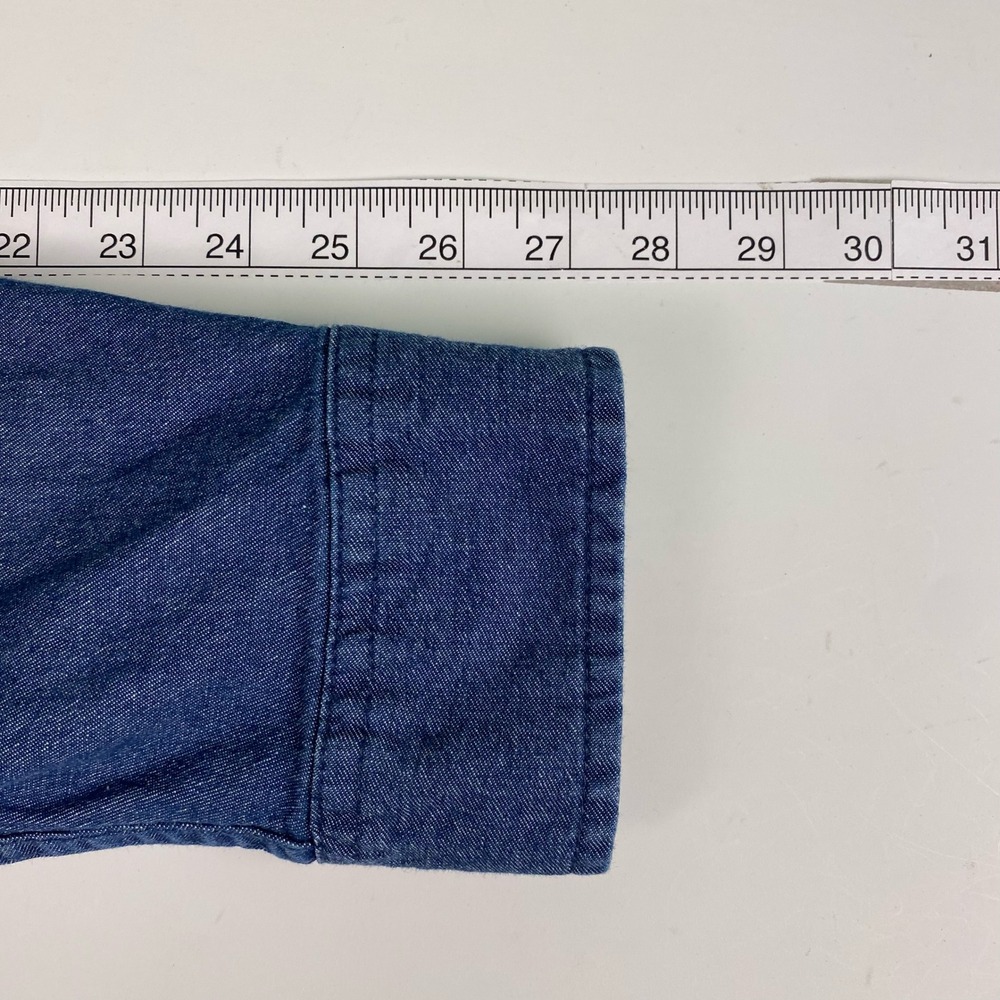 Wrangler Men's Size Tall 3XL Shirt Premium Denim Long Sleeve Comfort Flex Blue - Picture 9 of 9